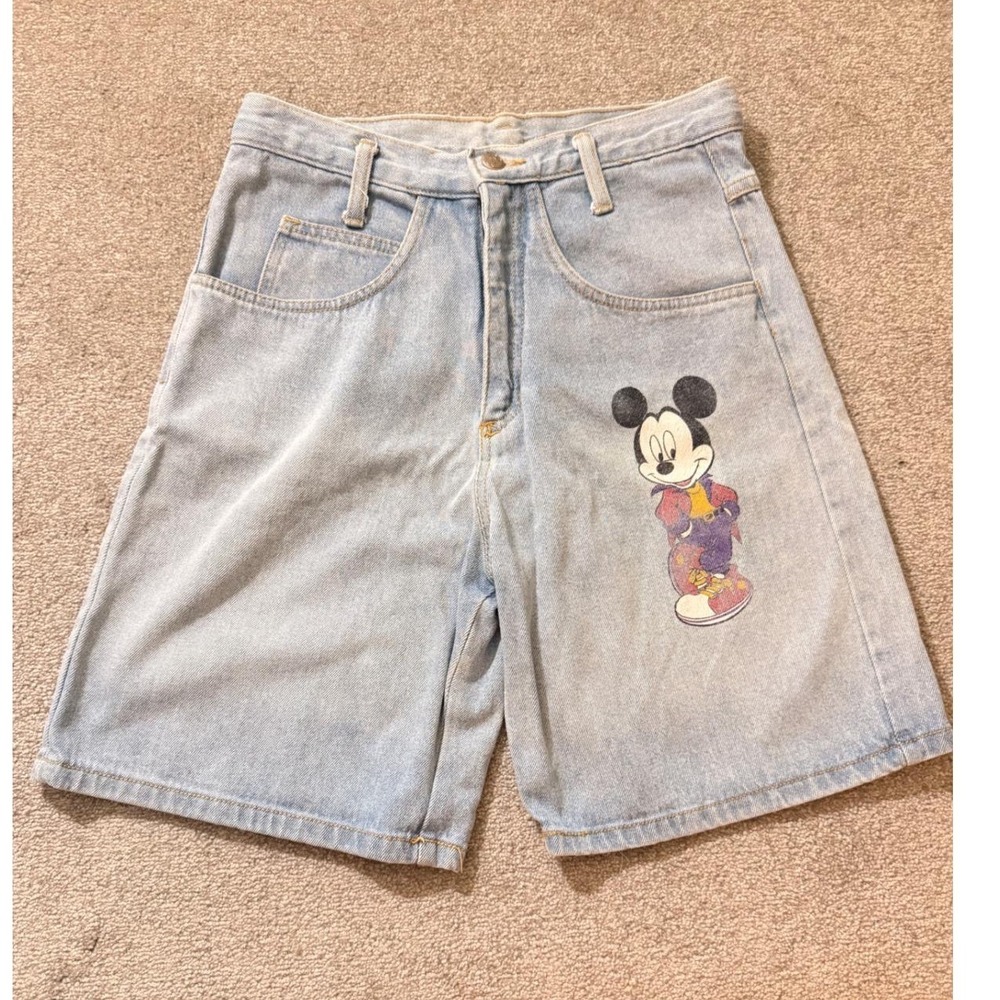 Vintage Mickey by Jerry Leigh Denim Shorts Light Wash High Rise Disney USA Small